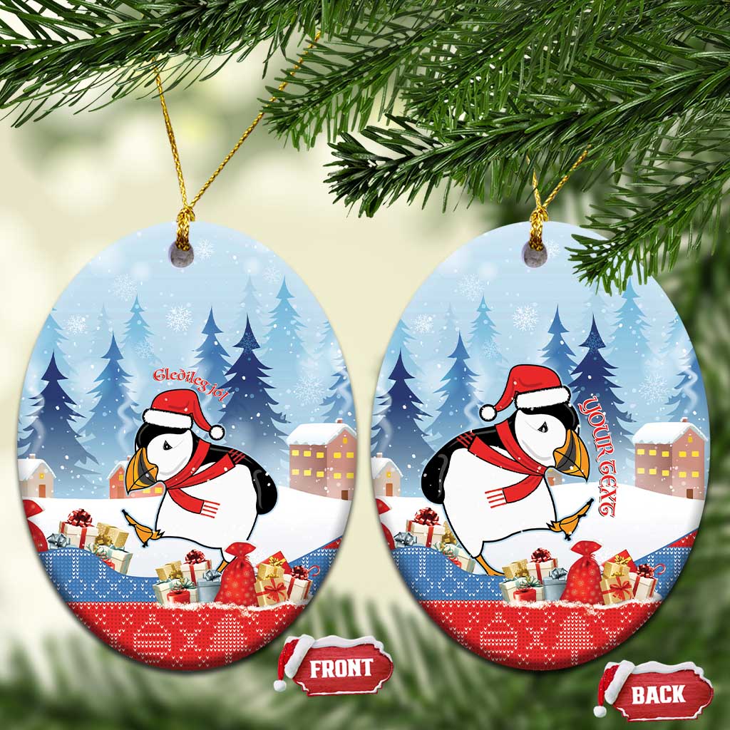 Personalised Puffin Iceland Christmas Ceramic Ornament Merry Xmas Winter Vibes LT14