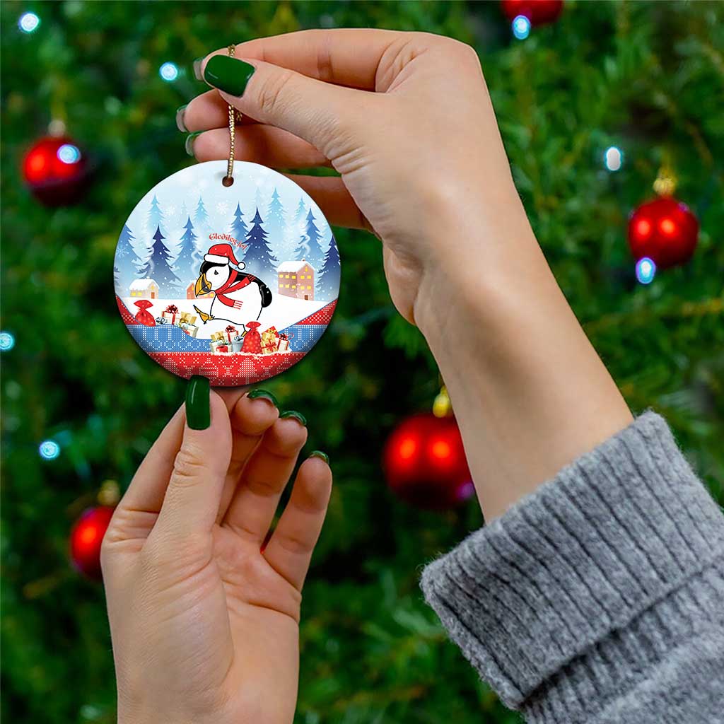 Personalised Puffin Iceland Christmas Ceramic Ornament Merry Xmas Winter Vibes LT14