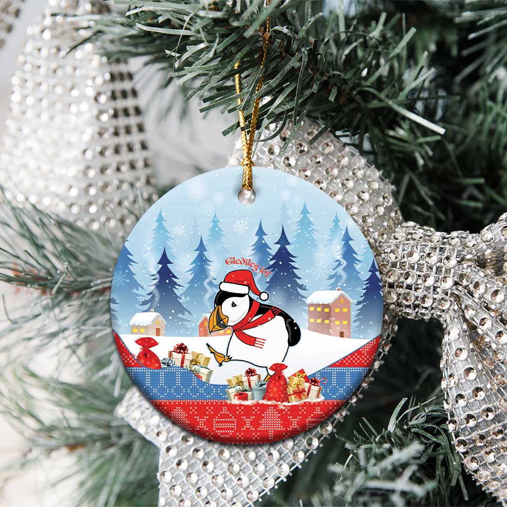 Personalised Puffin Iceland Christmas Ceramic Ornament Merry Xmas Winter Vibes LT14
