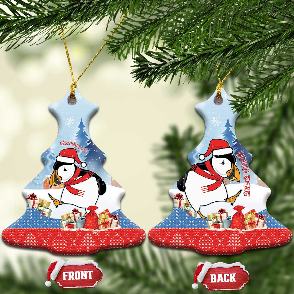 Personalised Puffin Iceland Christmas Ceramic Ornament Merry Xmas Winter Vibes LT14