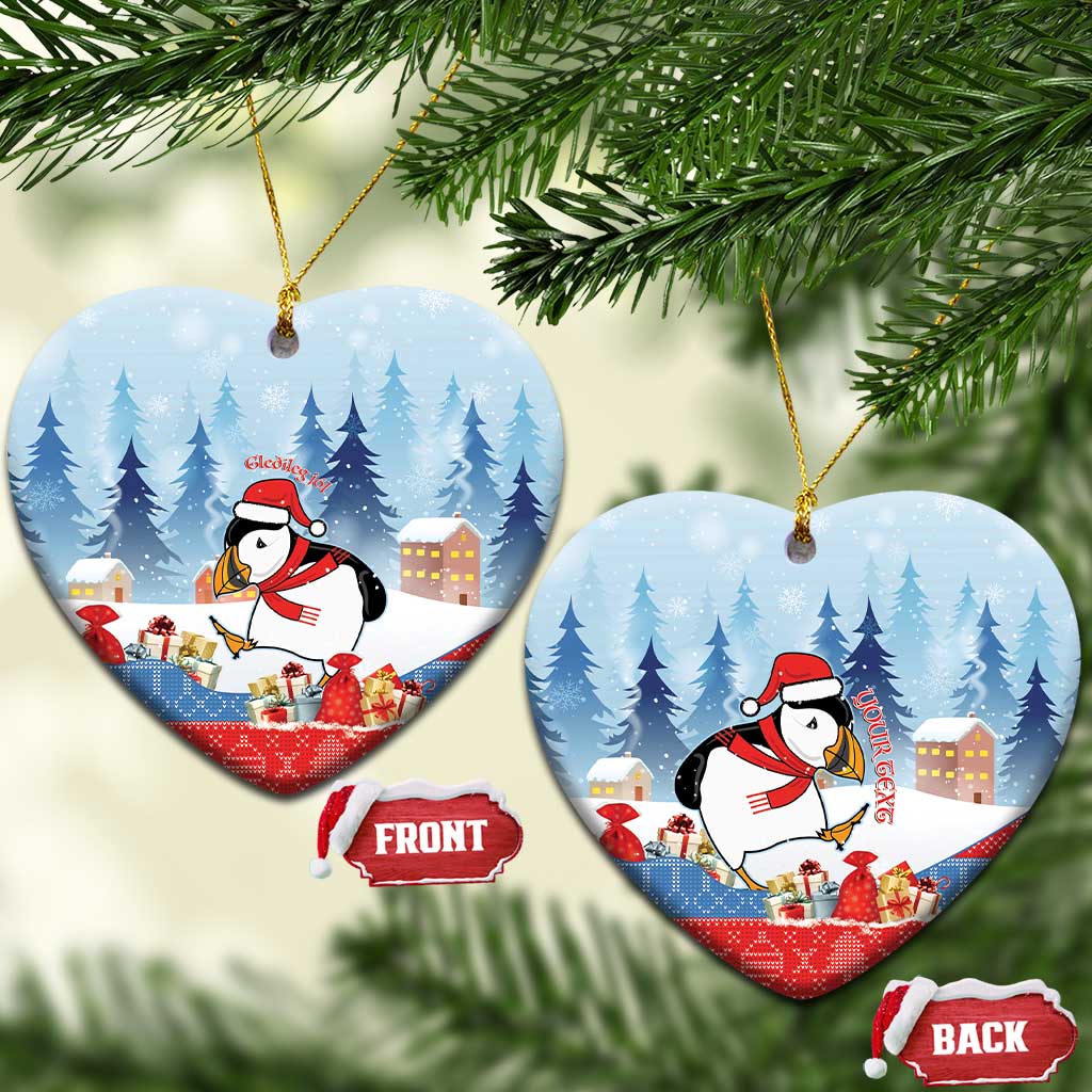 Personalised Puffin Iceland Christmas Ceramic Ornament Merry Xmas Winter Vibes LT14