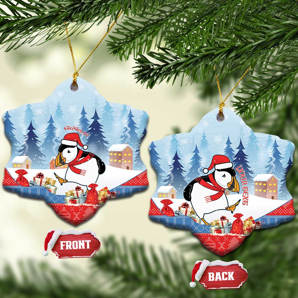 Personalised Puffin Iceland Christmas Ceramic Ornament Merry Xmas Winter Vibes LT14