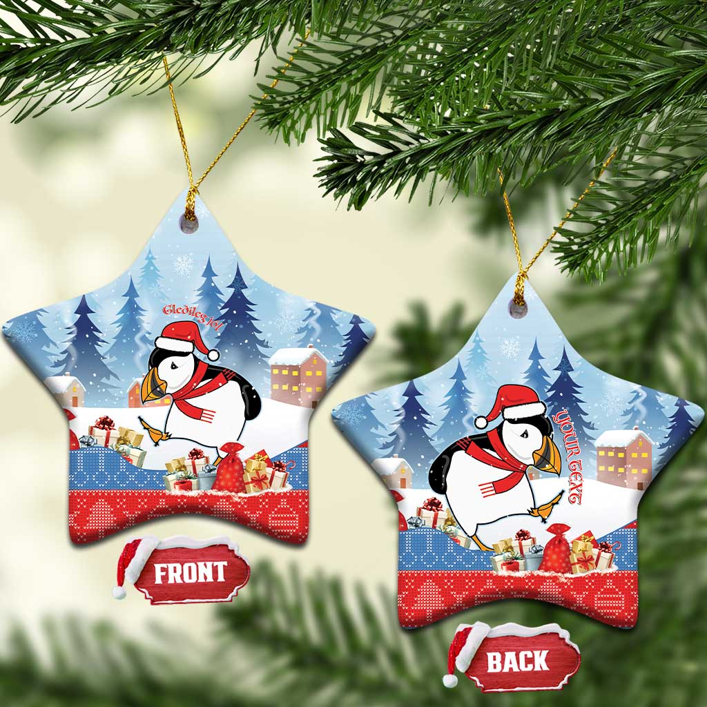 Personalised Puffin Iceland Christmas Ceramic Ornament Merry Xmas Winter Vibes LT14