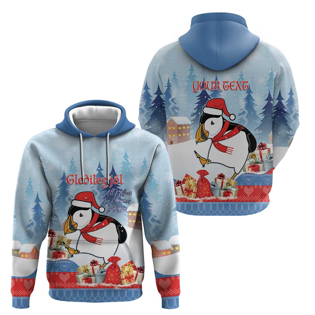 Personalised Puffin Iceland Christmas Hoodie Merry Xmas Winter Vibes LT14