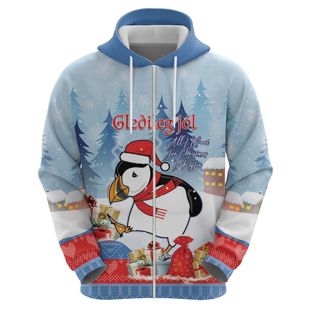 Personalised Puffin Iceland Christmas Hoodie Merry Xmas Winter Vibes LT14
