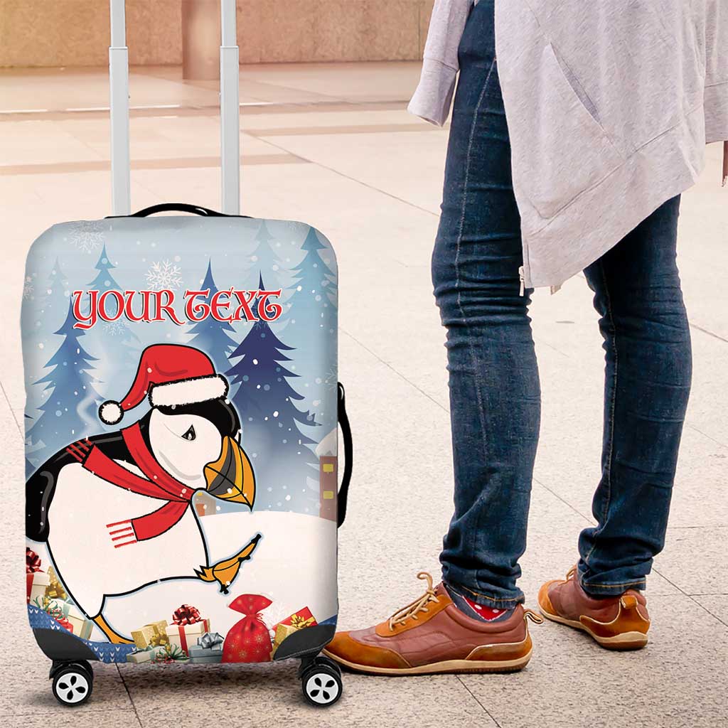 Personalised Puffin Iceland Christmas Luggage Cover Merry Xmas Winter Vibes LT14