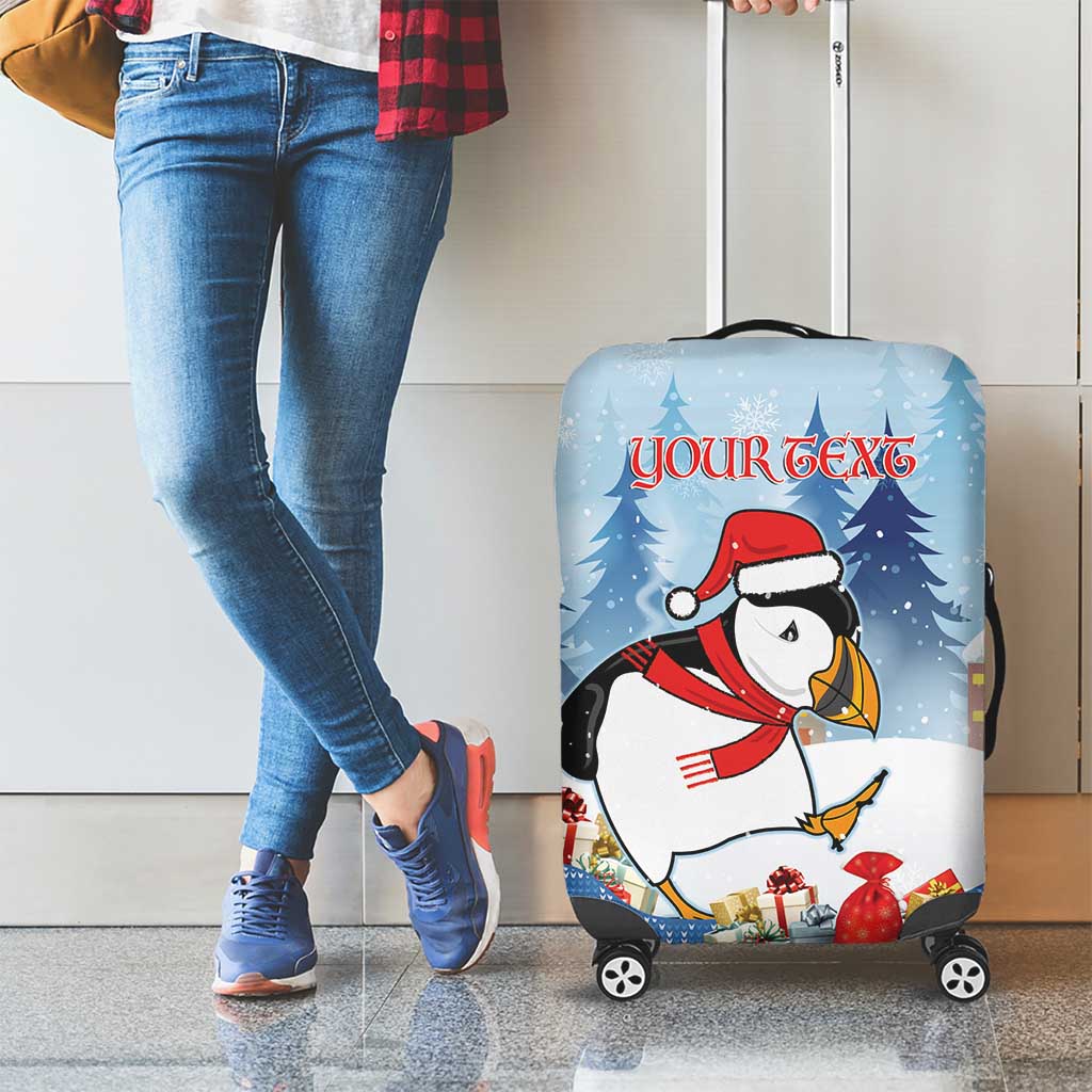 Personalised Puffin Iceland Christmas Luggage Cover Merry Xmas Winter Vibes LT14