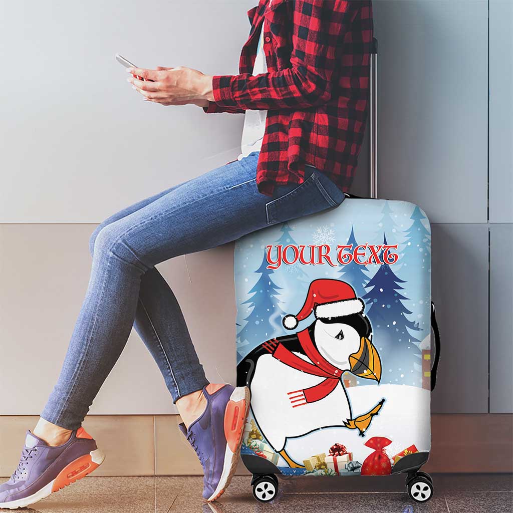 Personalised Puffin Iceland Christmas Luggage Cover Merry Xmas Winter Vibes LT14