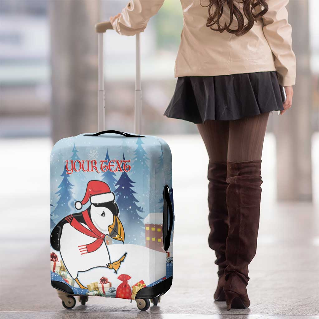 Personalised Puffin Iceland Christmas Luggage Cover Merry Xmas Winter Vibes LT14