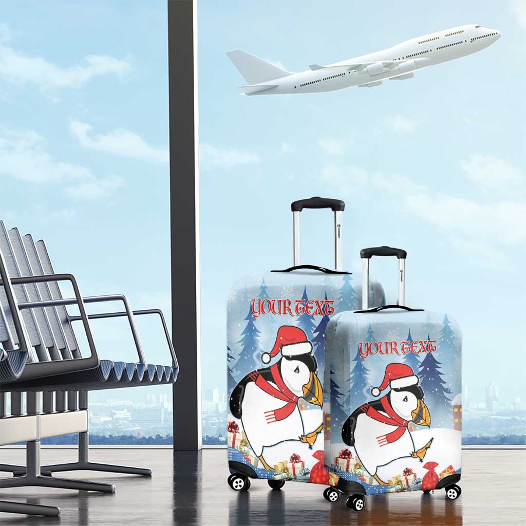 Personalised Puffin Iceland Christmas Luggage Cover Merry Xmas Winter Vibes LT14
