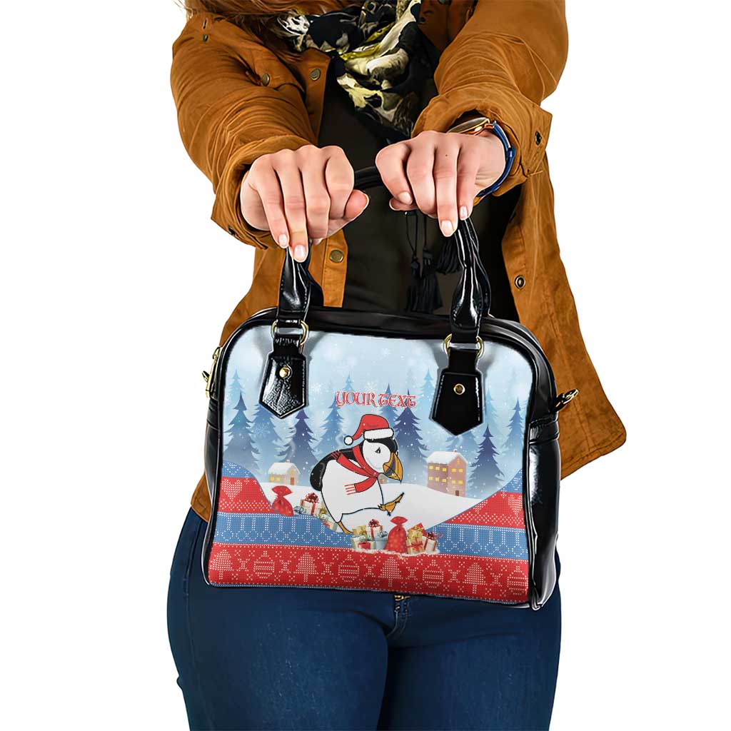 Personalised Puffin Iceland Christmas Shoulder Handbag Merry Xmas Winter Vibes LT14