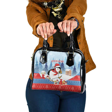 Personalised Puffin Iceland Christmas Shoulder Handbag Merry Xmas Winter Vibes LT14
