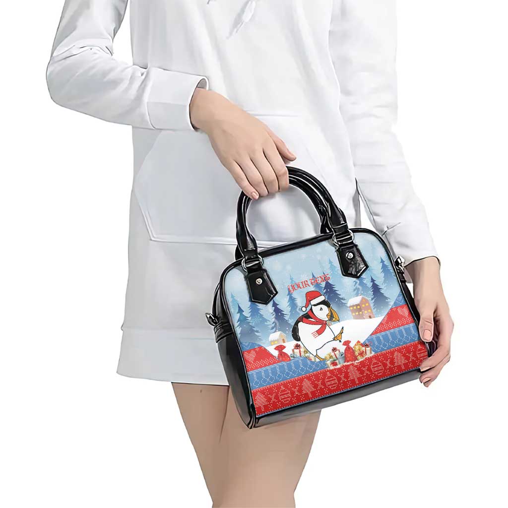 Personalised Puffin Iceland Christmas Shoulder Handbag Merry Xmas Winter Vibes LT14