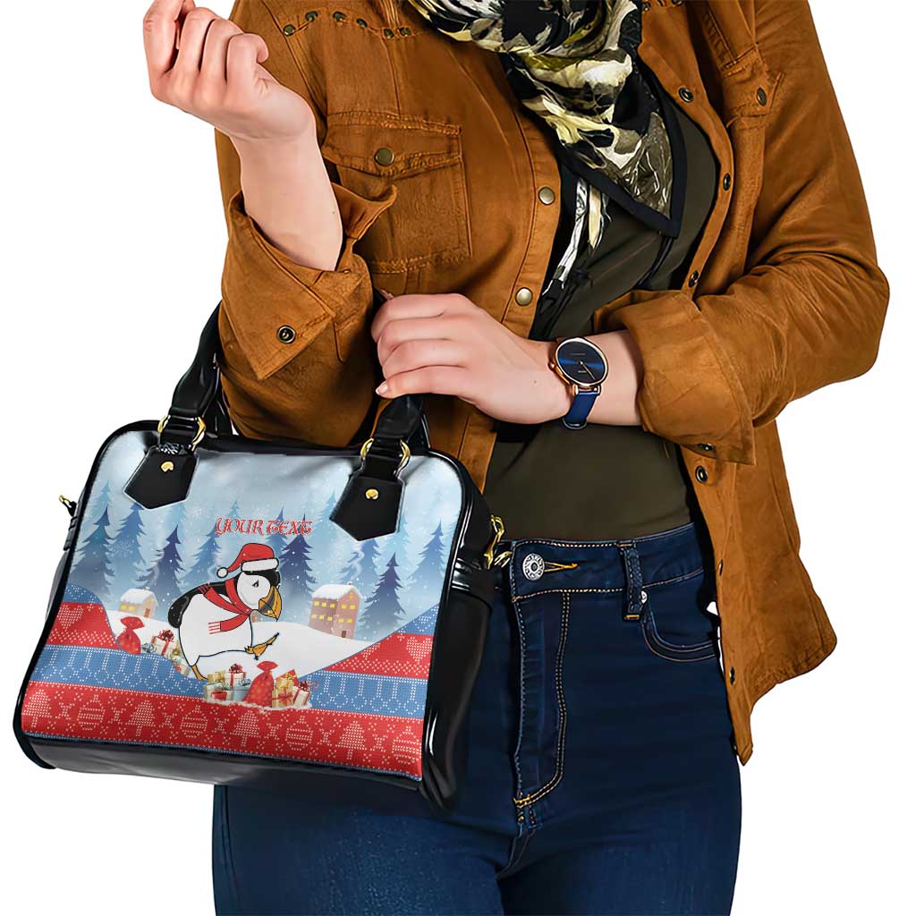 Personalised Puffin Iceland Christmas Shoulder Handbag Merry Xmas Winter Vibes LT14