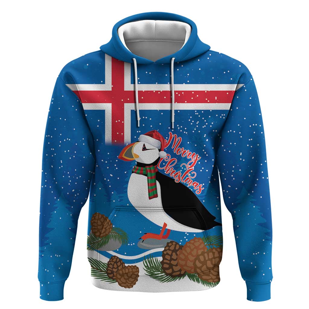 Personalised Iceland Christmas Hoodie Puffin Santa Winter Flag Style LT14