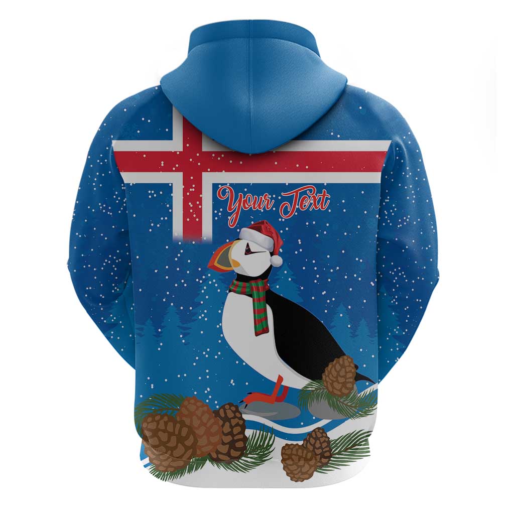 Personalised Iceland Christmas Hoodie Puffin Santa Winter Flag Style LT14