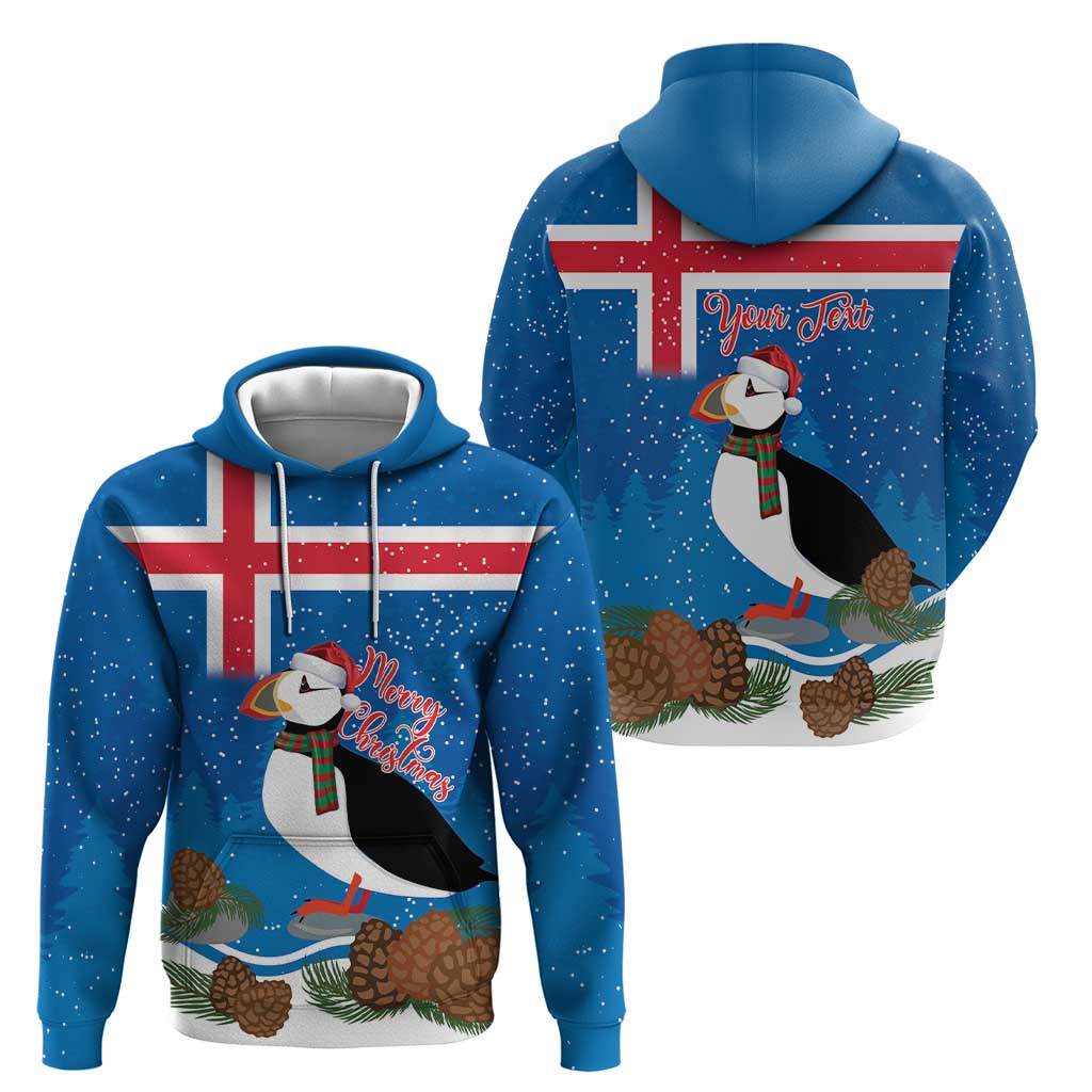 Personalised Iceland Christmas Hoodie Puffin Santa Winter Flag Style LT14