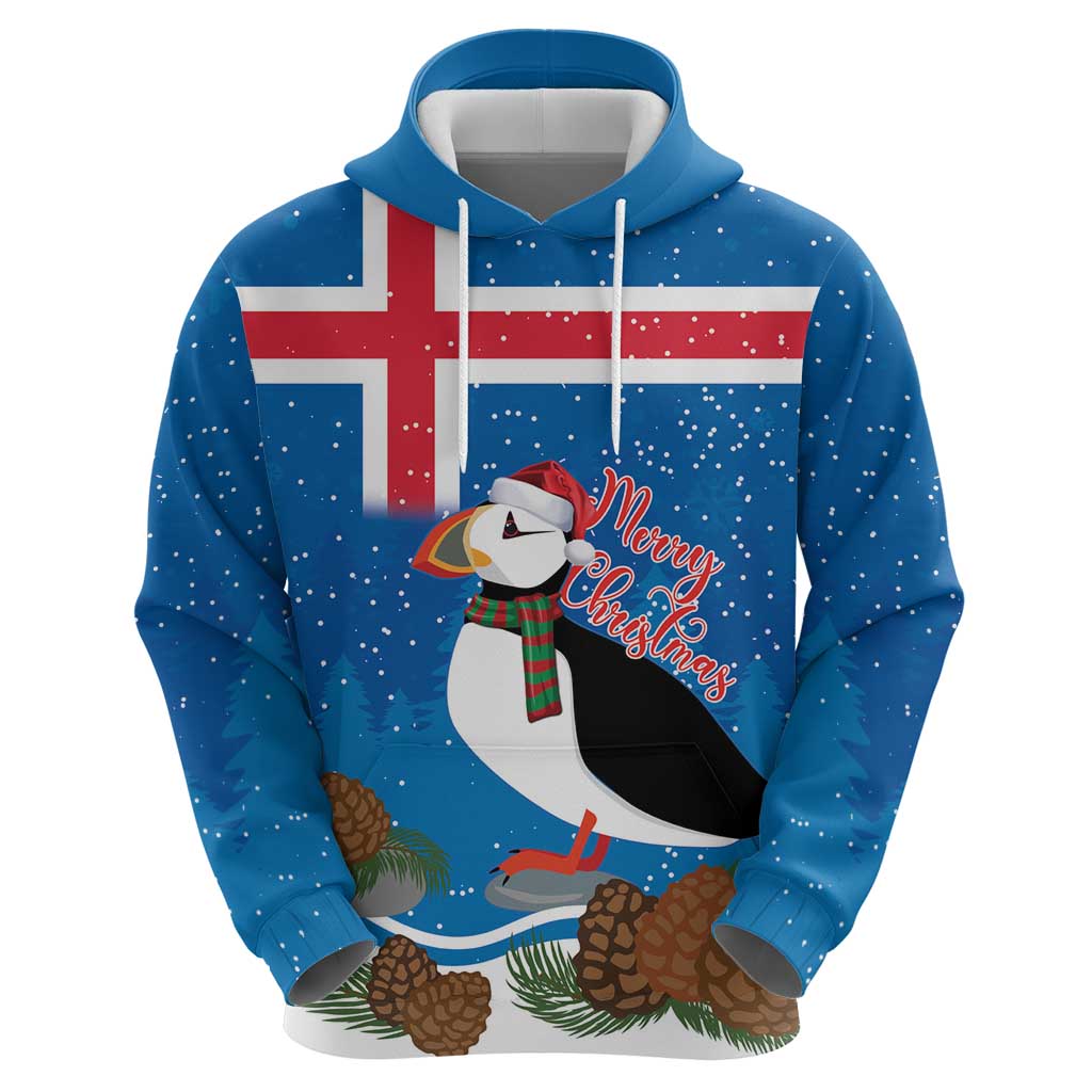 Personalised Iceland Christmas Hoodie Puffin Santa Winter Flag Style LT14