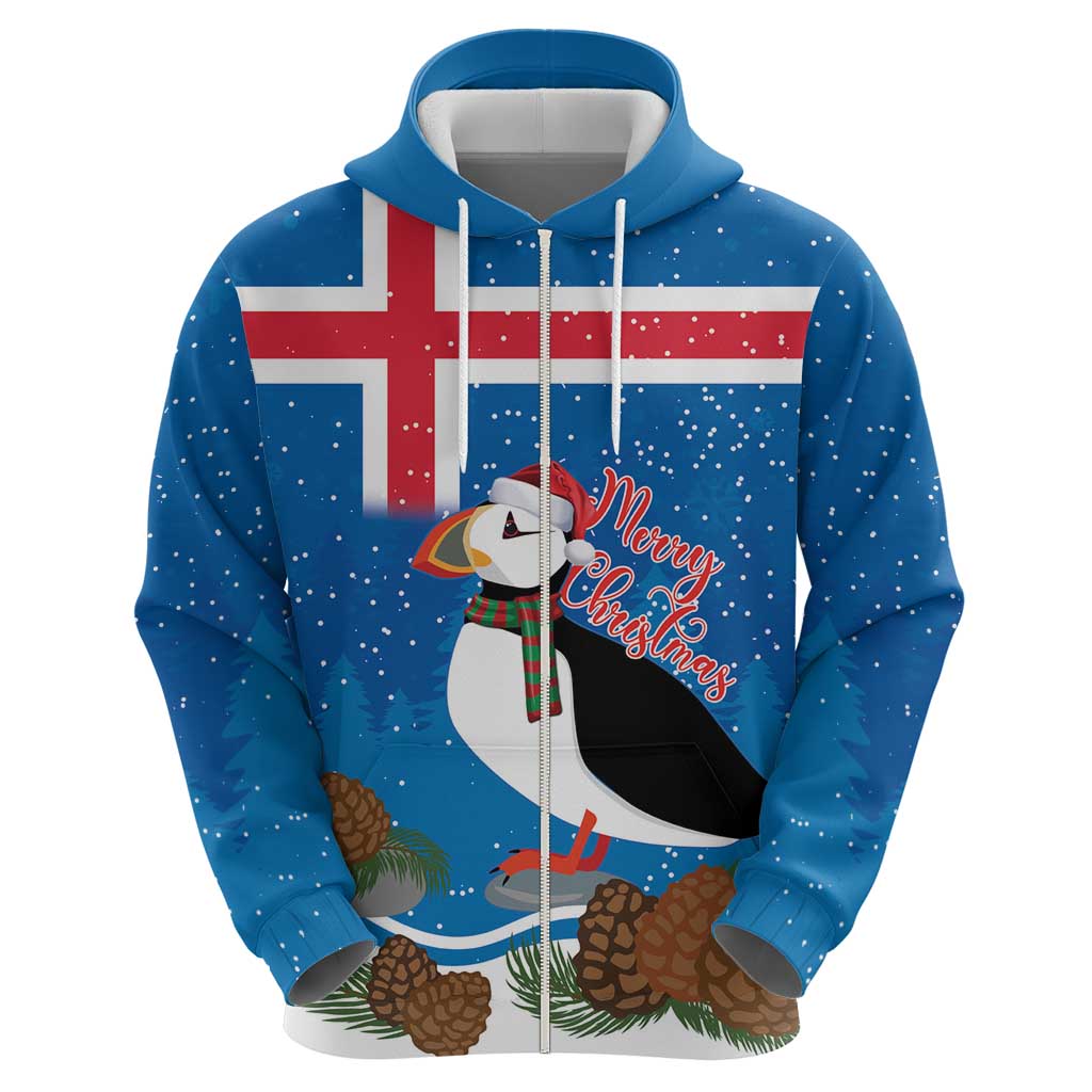 Personalised Iceland Christmas Hoodie Puffin Santa Winter Flag Style LT14