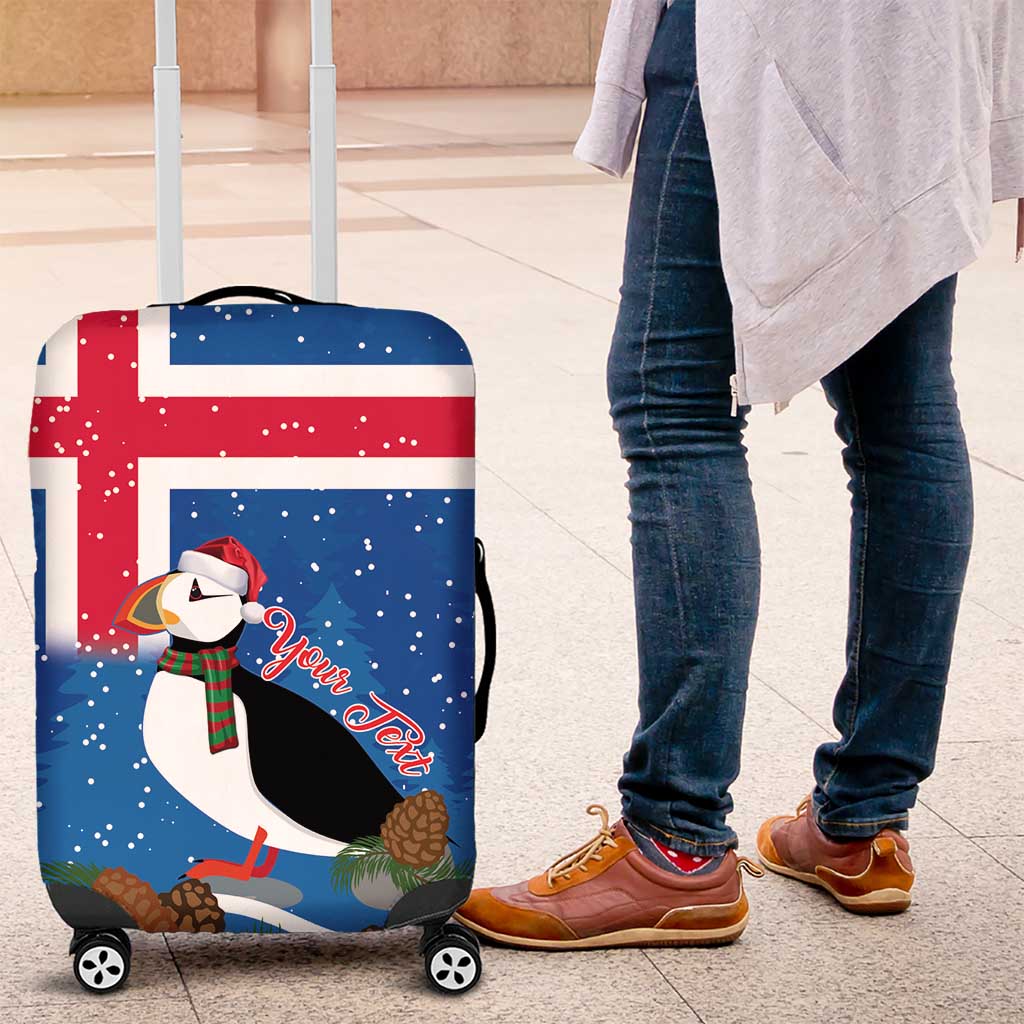 Personalised Iceland Christmas Luggage Cover Puffin Santa Winter Flag Style LT14