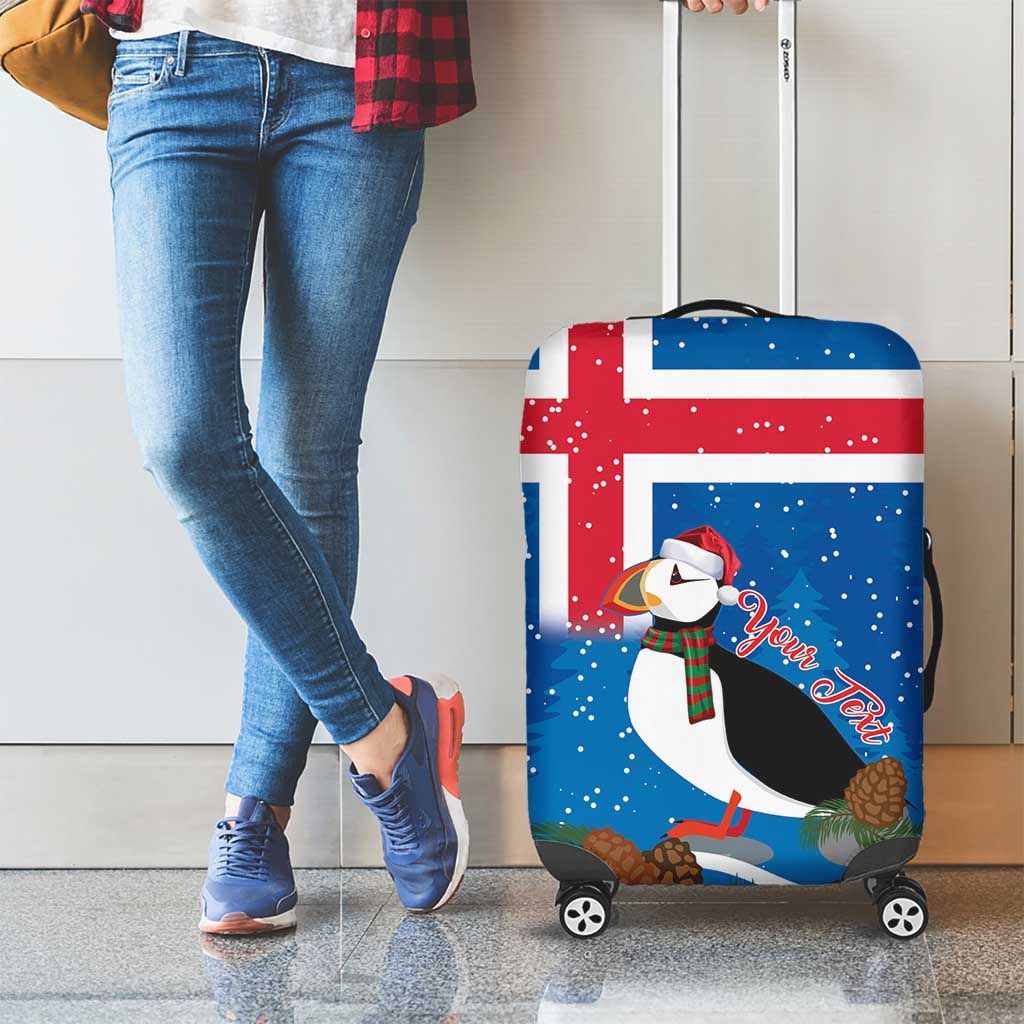 Personalised Iceland Christmas Luggage Cover Puffin Santa Winter Flag Style LT14