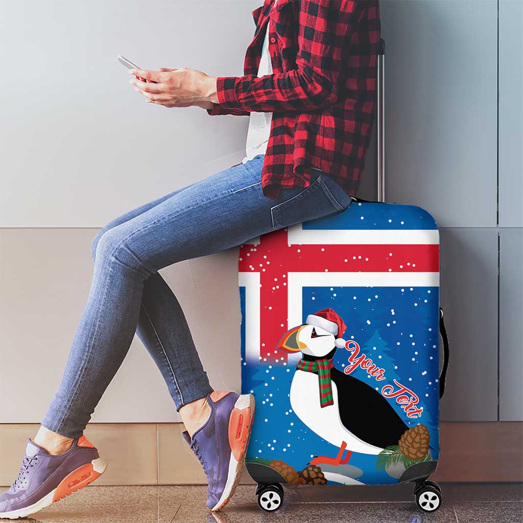 Personalised Iceland Christmas Luggage Cover Puffin Santa Winter Flag Style LT14