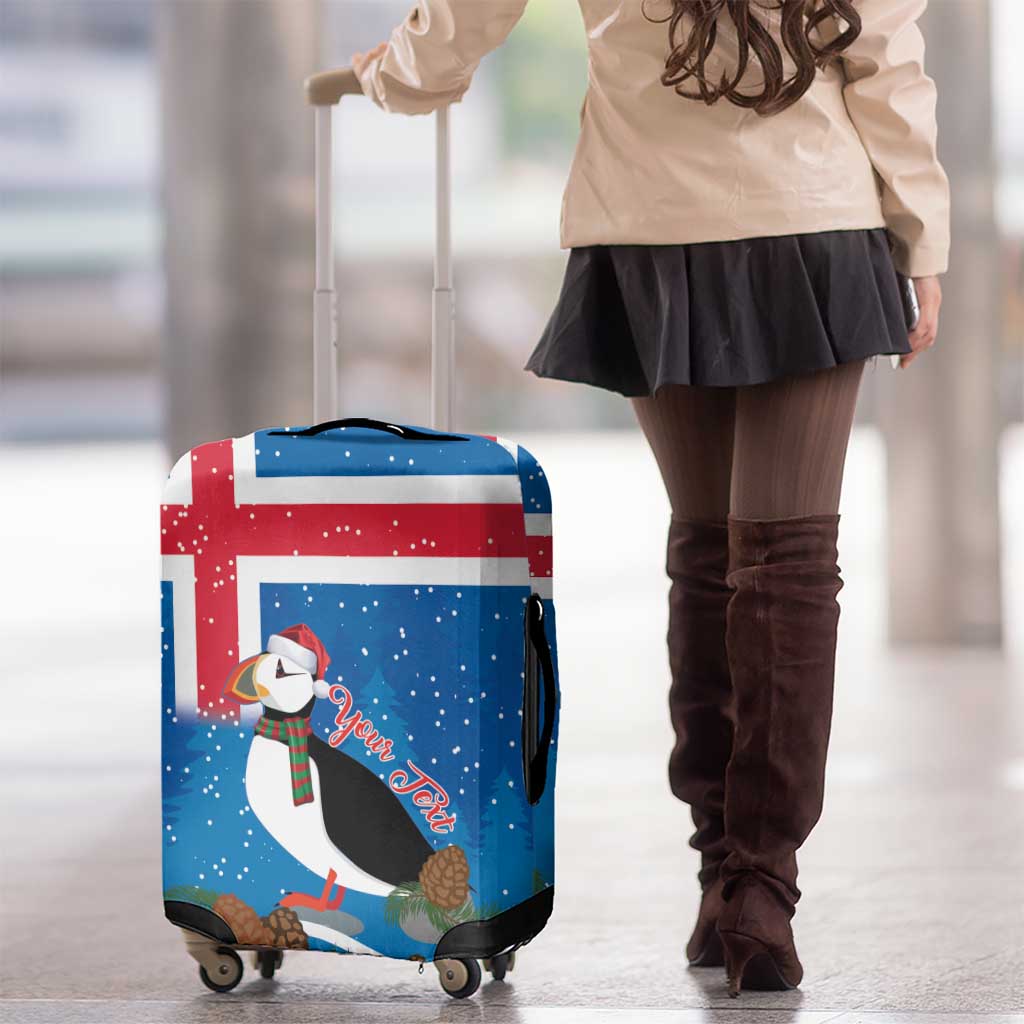 Personalised Iceland Christmas Luggage Cover Puffin Santa Winter Flag Style LT14