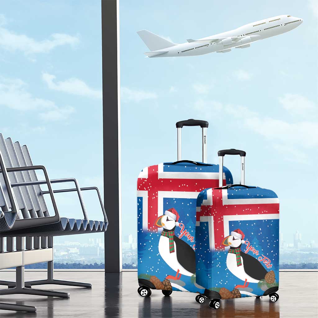 Personalised Iceland Christmas Luggage Cover Puffin Santa Winter Flag Style LT14