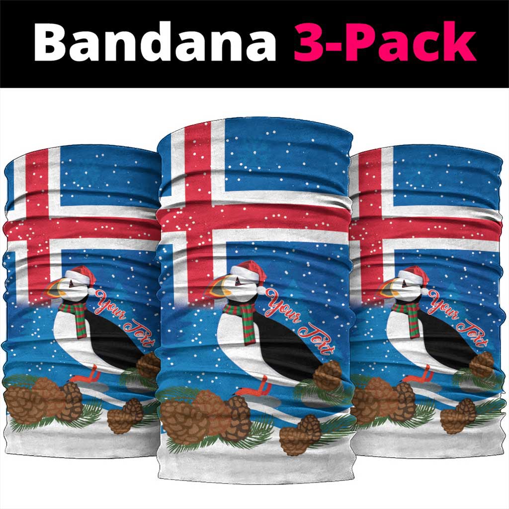 Personalised Iceland Christmas Neck Gaiter Puffin Santa Winter Flag Style LT14