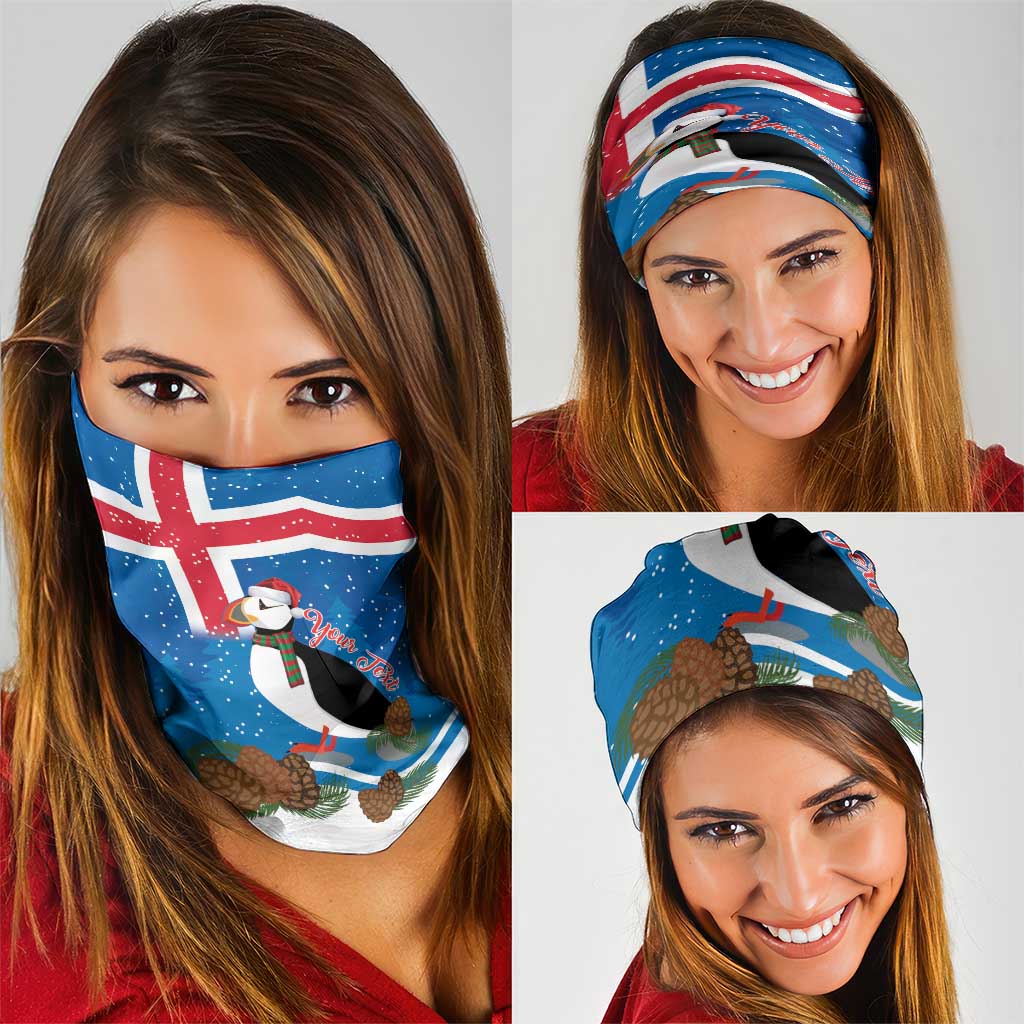 Personalised Iceland Christmas Neck Gaiter Puffin Santa Winter Flag Style LT14