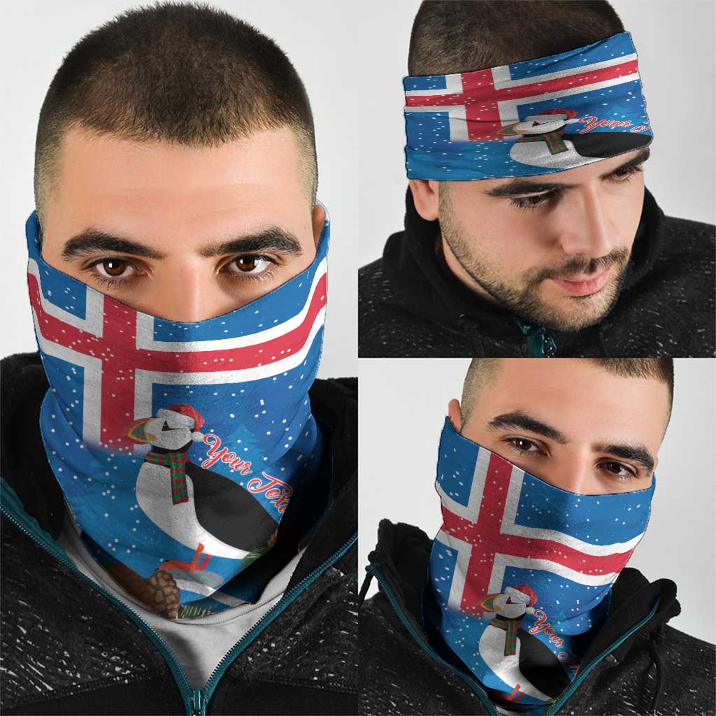 Personalised Iceland Christmas Neck Gaiter Puffin Santa Winter Flag Style LT14