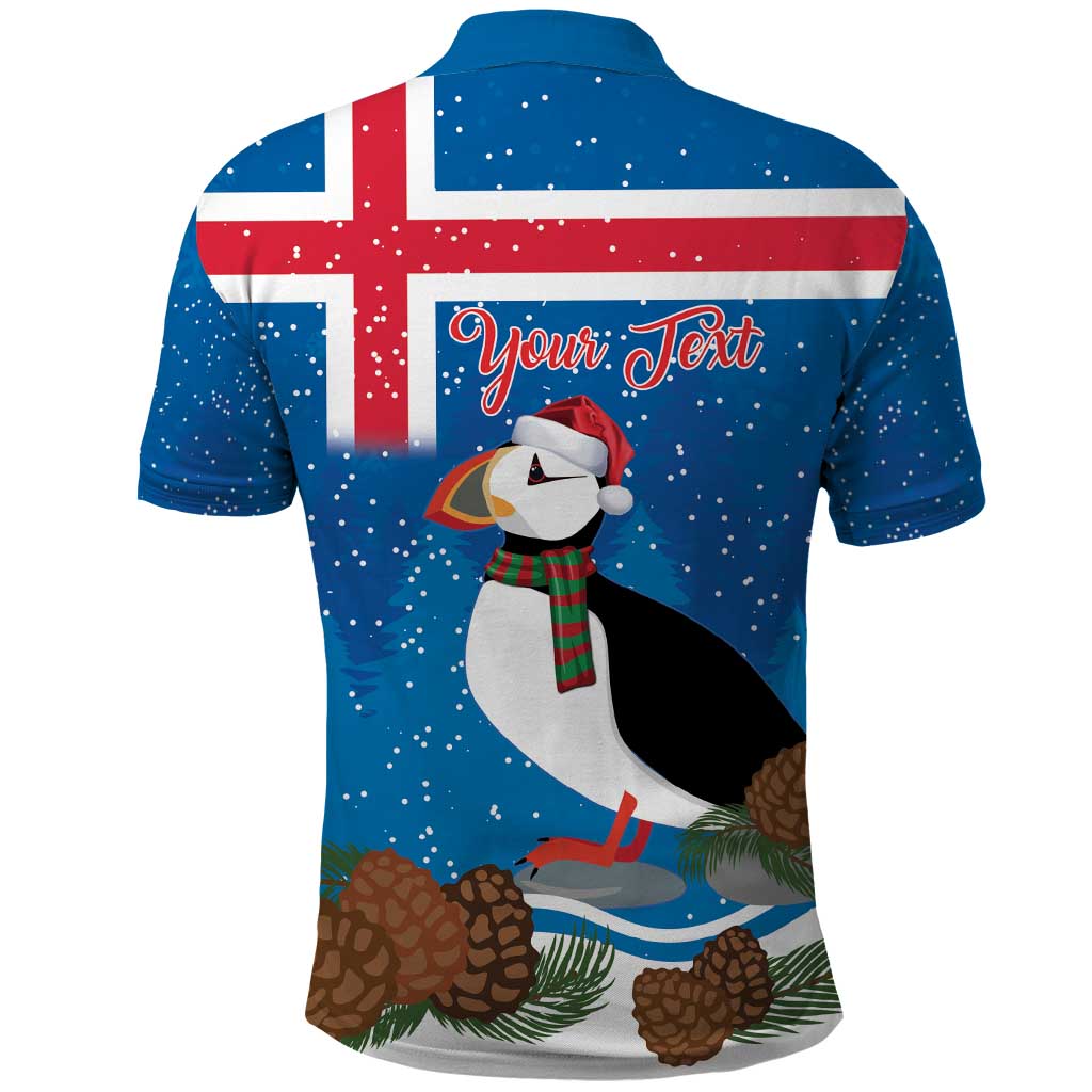 Personalised Iceland Christmas Polo Shirt Puffin Santa Winter Flag Style LT14