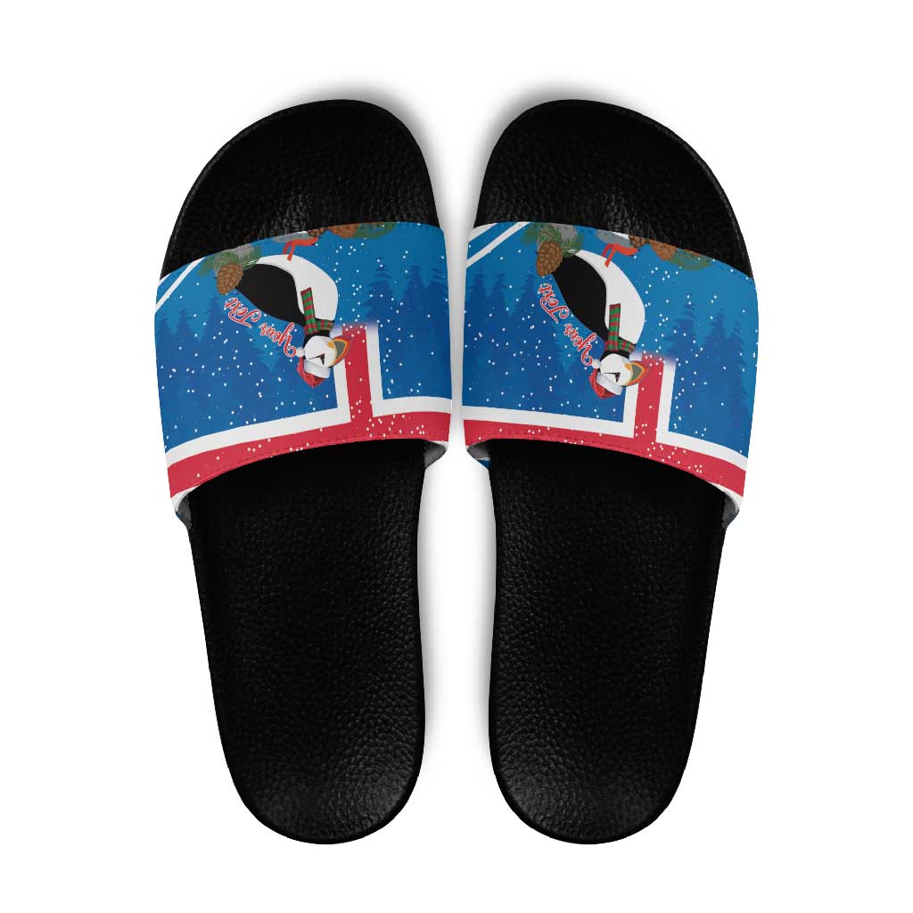 Personalised Iceland Christmas Slide Sandals Puffin Santa Winter Flag Style LT14