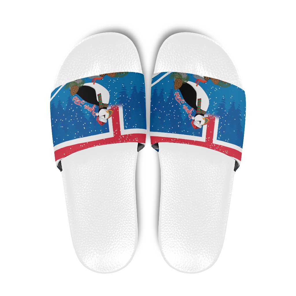 Personalised Iceland Christmas Slide Sandals Puffin Santa Winter Flag Style LT14