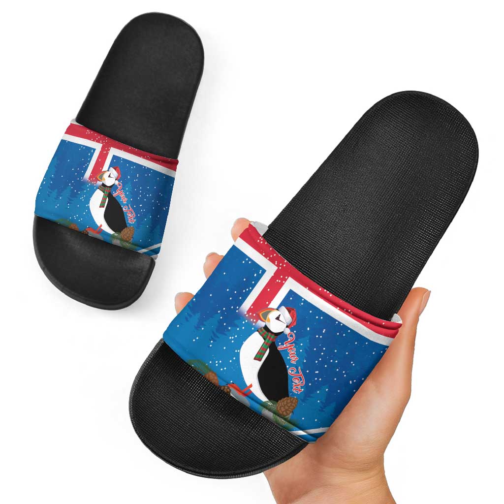 Personalised Iceland Christmas Slide Sandals Puffin Santa Winter Flag Style LT14