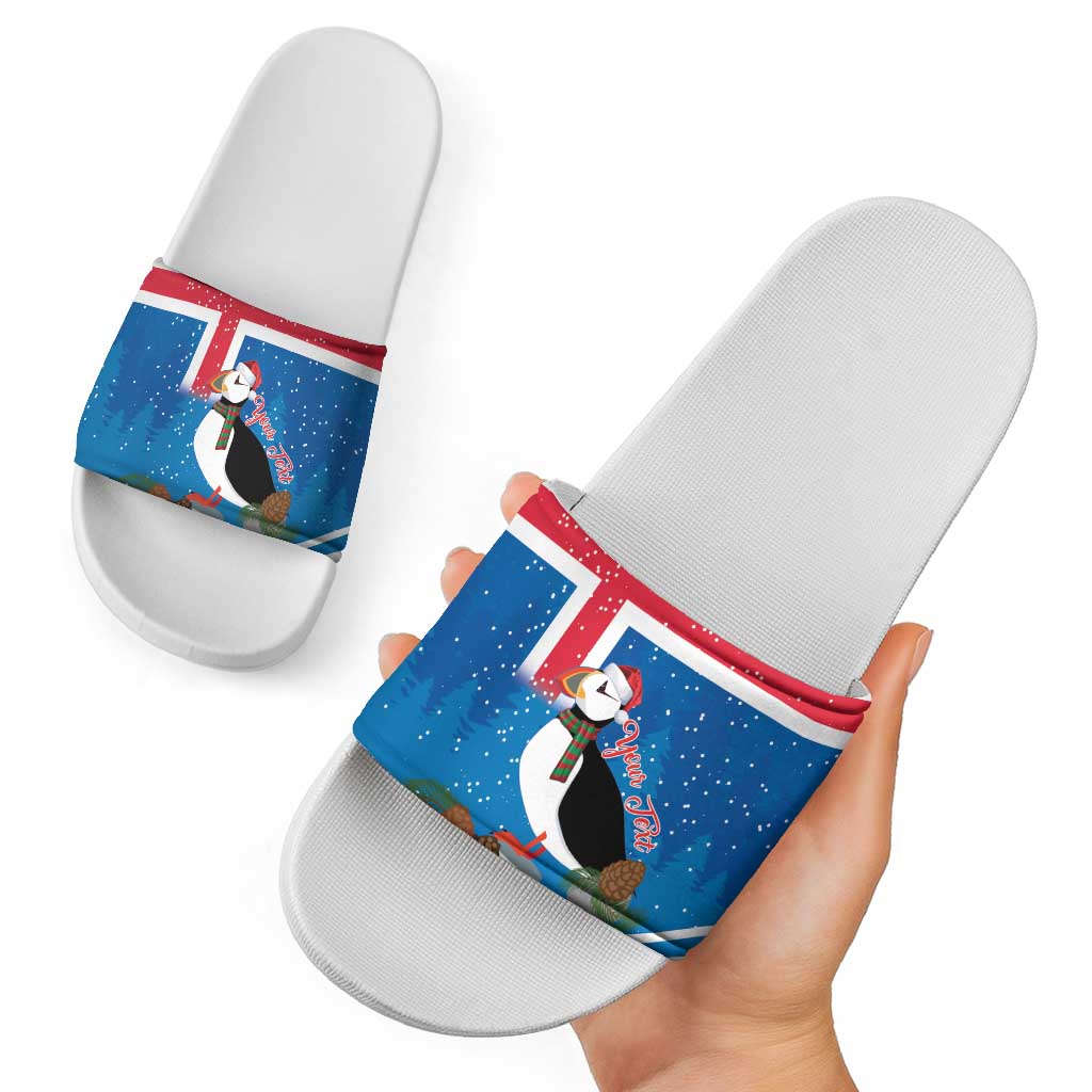 Personalised Iceland Christmas Slide Sandals Puffin Santa Winter Flag Style LT14