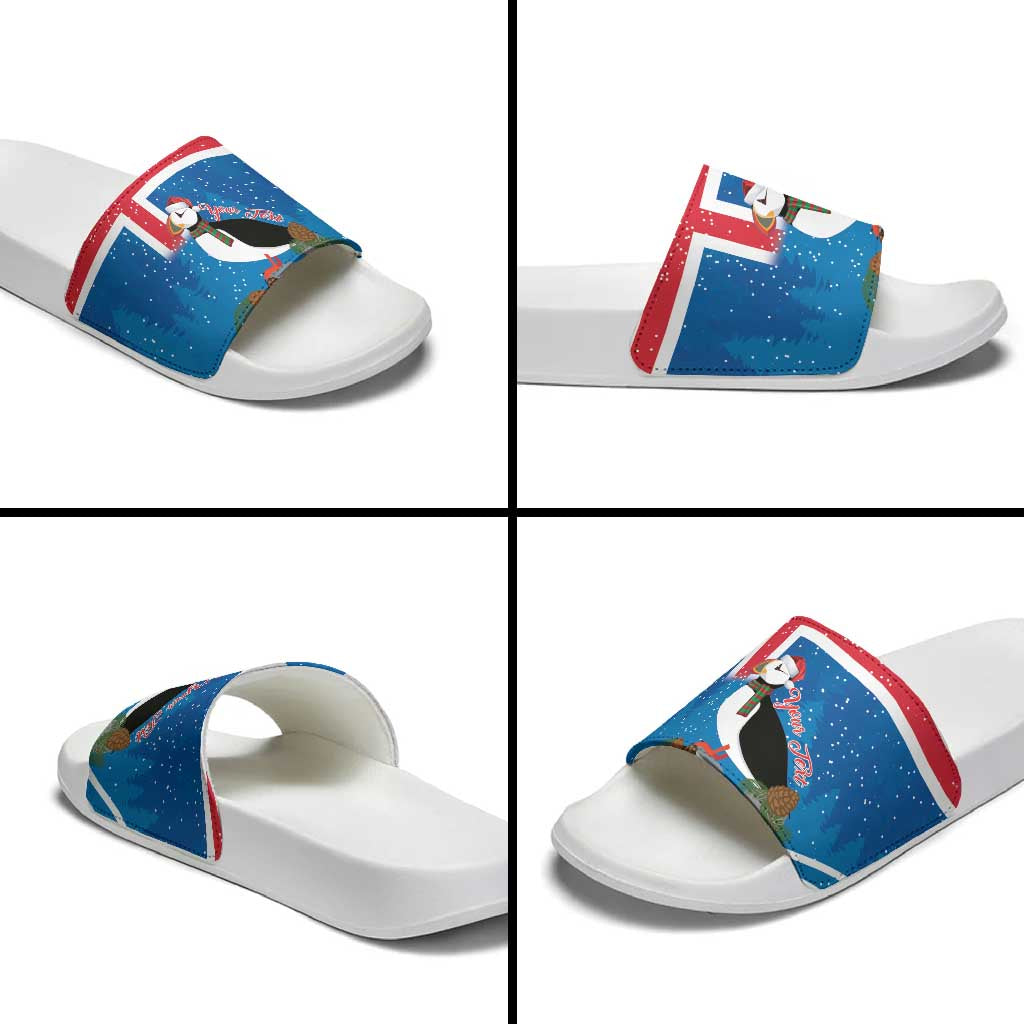 Personalised Iceland Christmas Slide Sandals Puffin Santa Winter Flag Style LT14