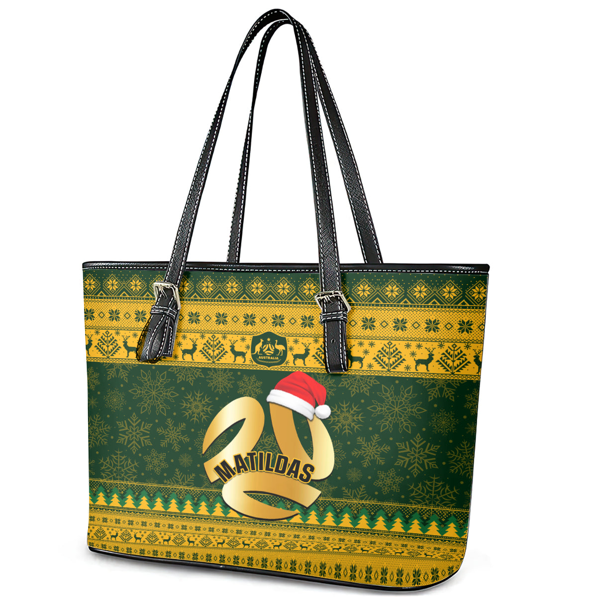 Australia Matildas Christmas Leather Tote Bag Merry Xmas 2023 National Color LT14