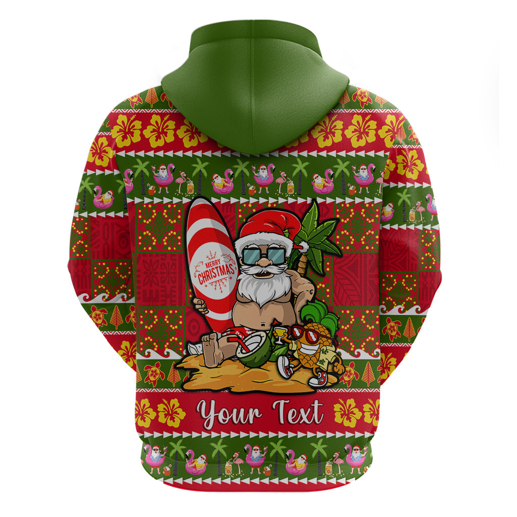 Personalised Hawaii Surfing Santa Christmas Hoodie Tropical Pineapple Mele Kalikimaka Quilt Pattern LT14