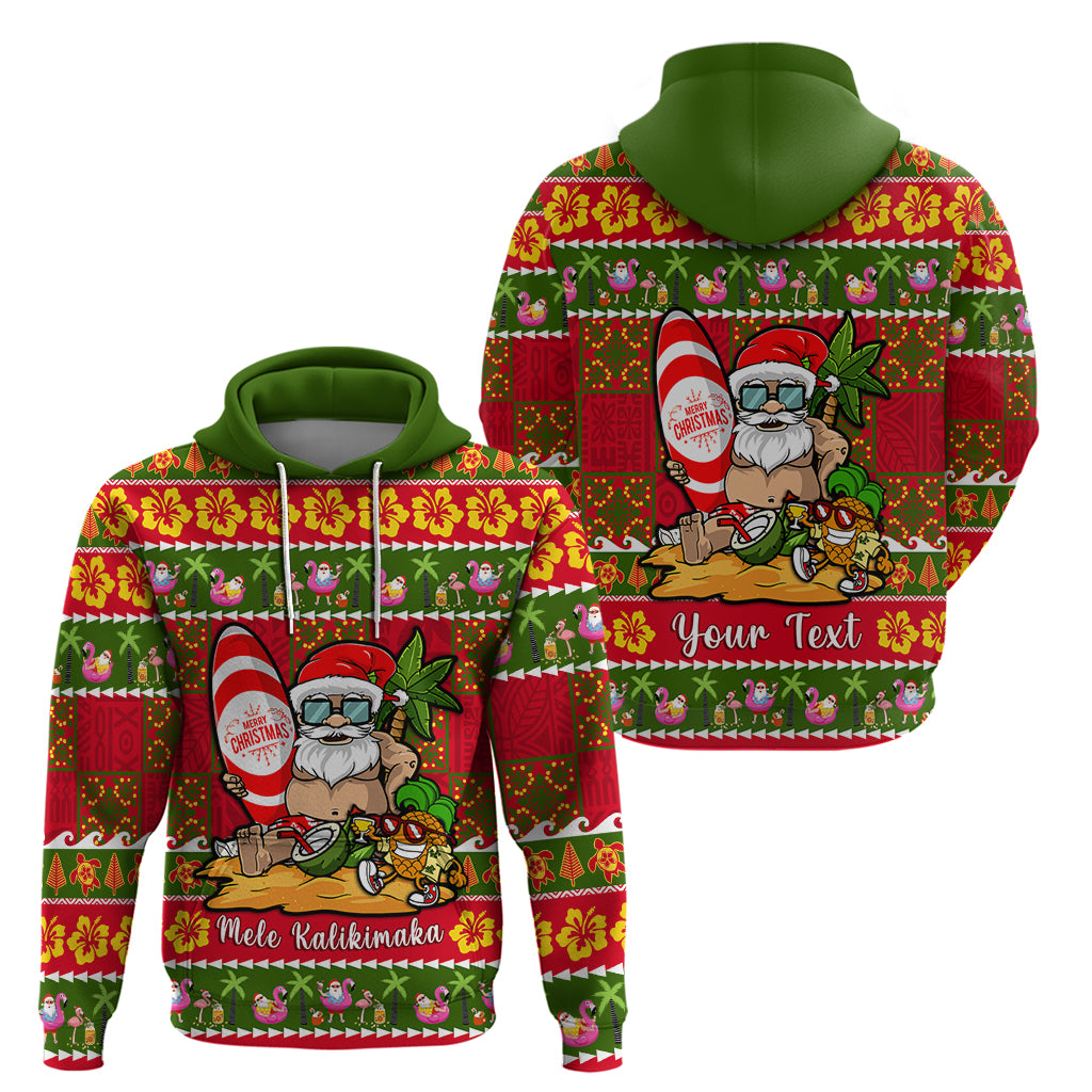Personalised Hawaii Surfing Santa Christmas Hoodie Tropical Pineapple Mele Kalikimaka Quilt Pattern LT14
