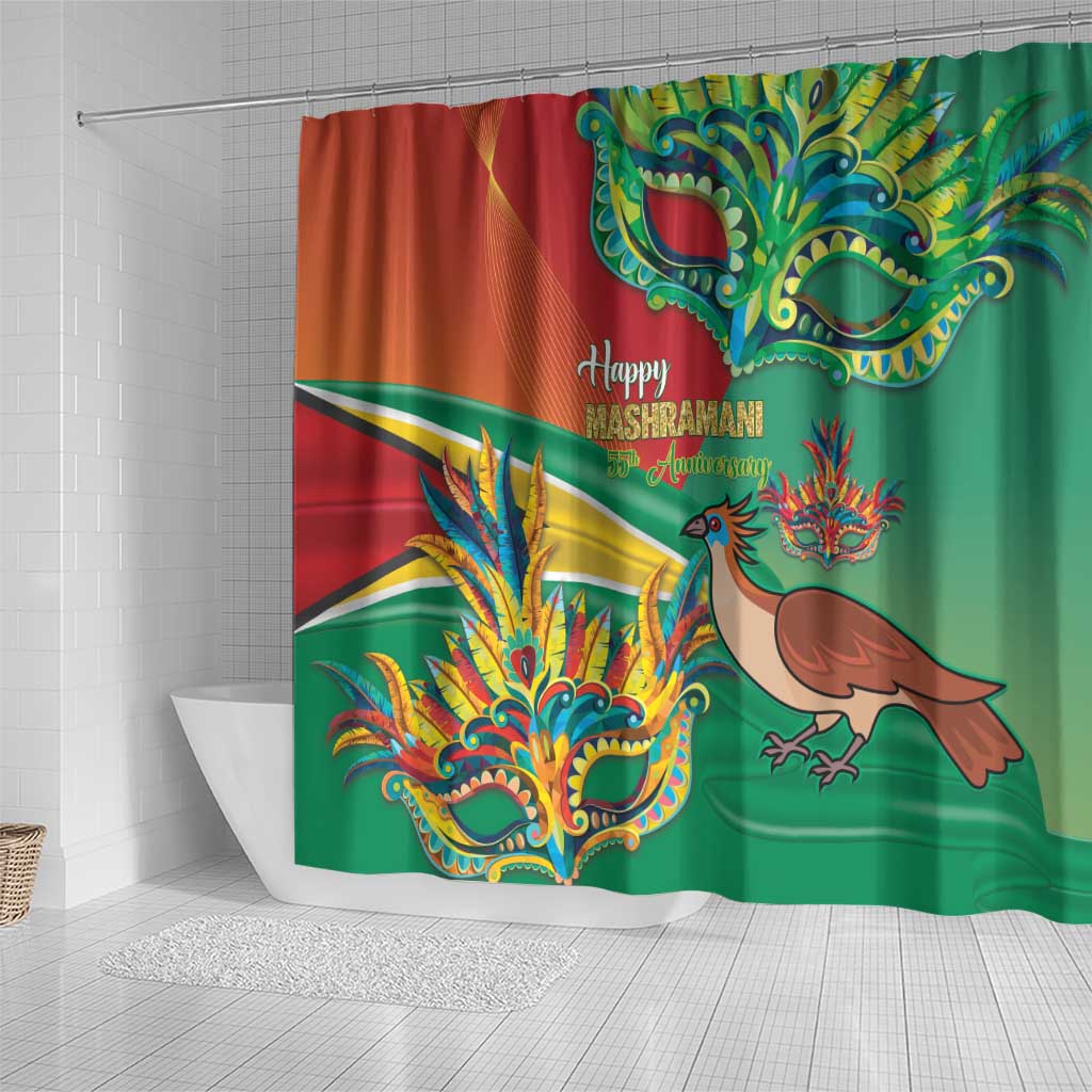 Guyana Republic Day Shower Curtain Happy Mashramani 55th Anniversary LT14