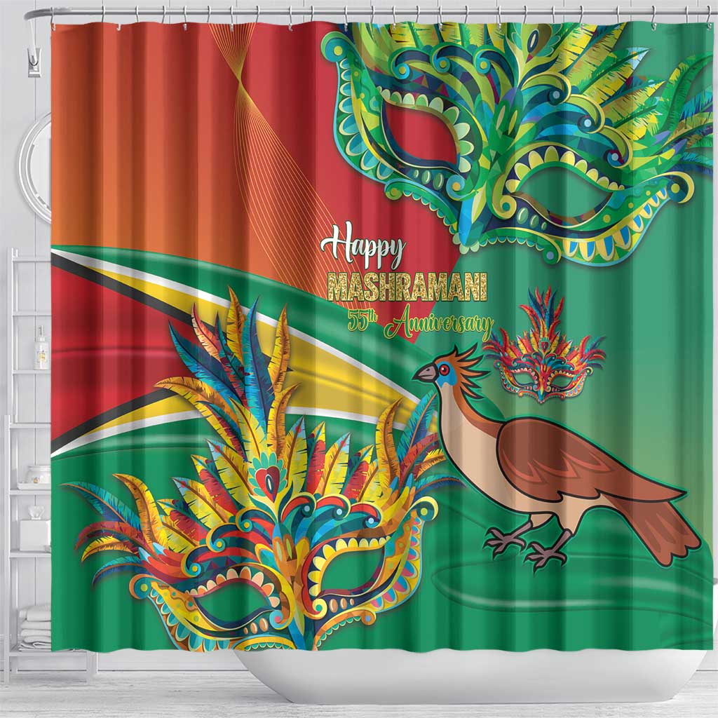 Guyana Republic Day Shower Curtain Happy Mashramani 55th Anniversary LT14