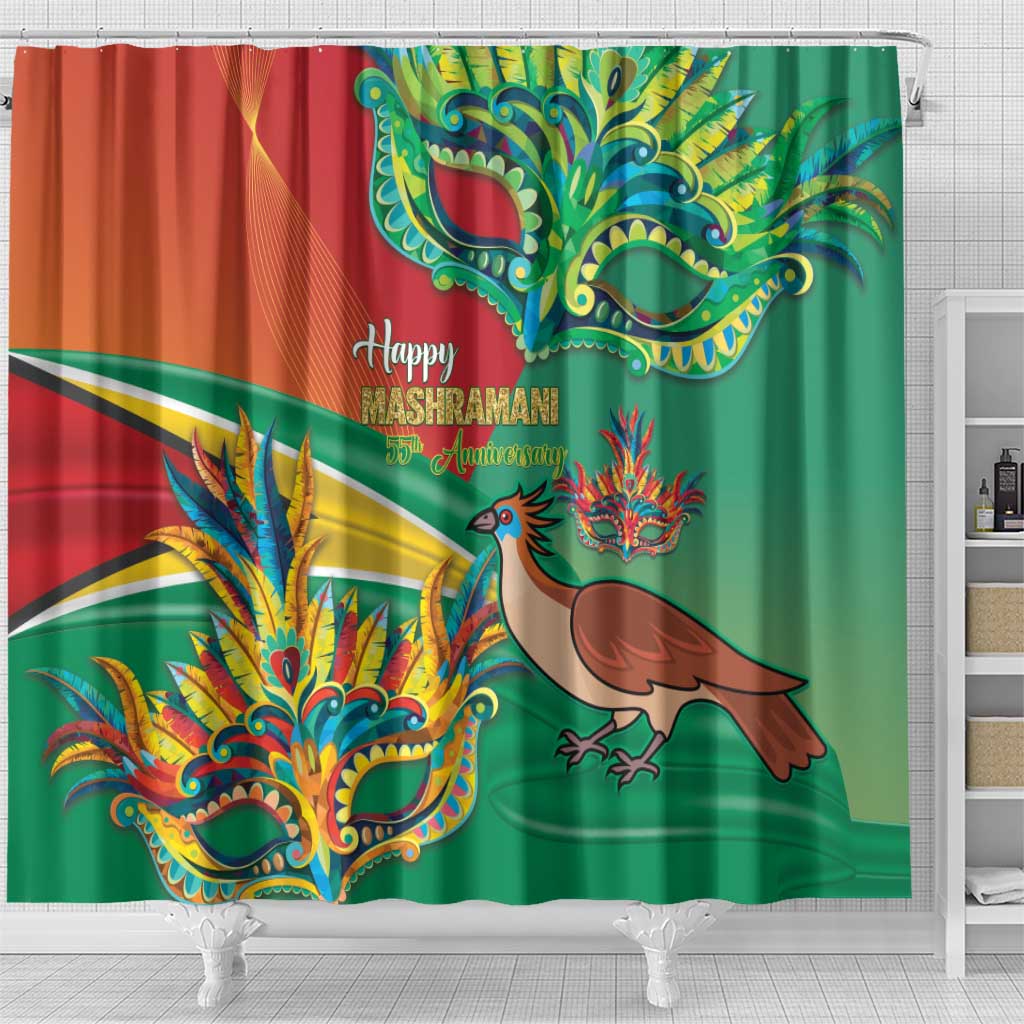 Guyana Republic Day Shower Curtain Happy Mashramani 55th Anniversary LT14