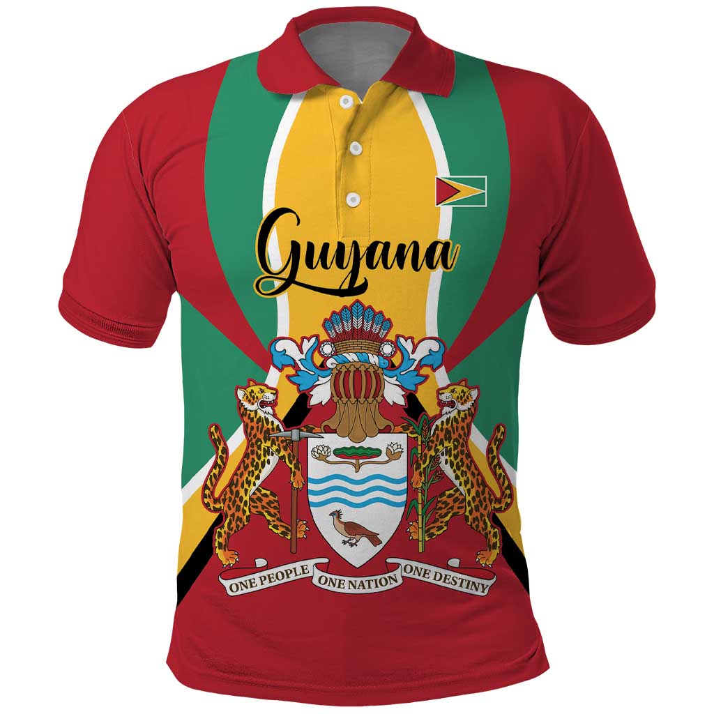 Personalized Guyana Coat Of Arms Polo Shirt Flag Color LT14