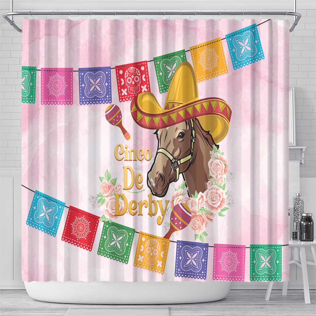 Cinco De Derby Shower Curtain 2025 Sombrero Horse Racing LT14