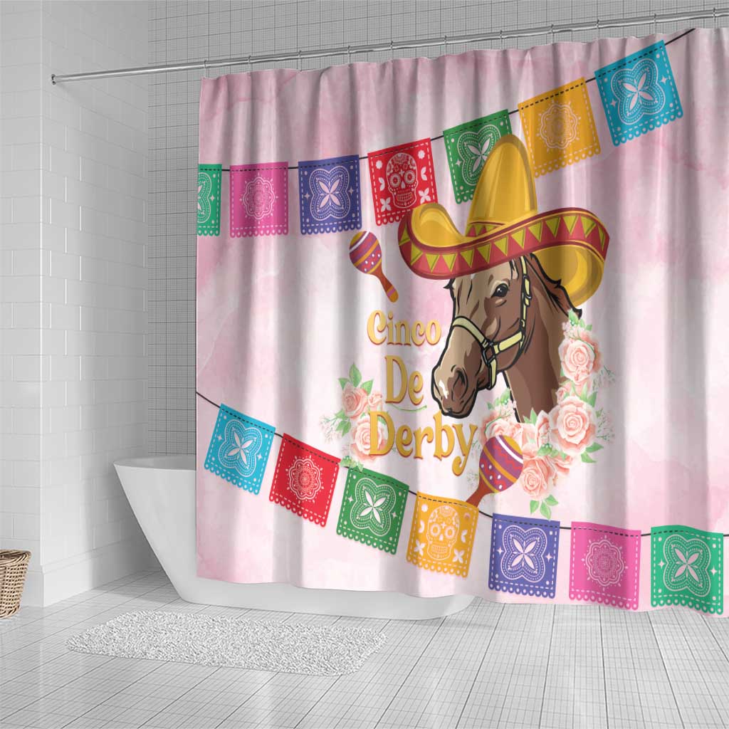 Cinco De Derby Shower Curtain 2025 Sombrero Horse Racing LT14