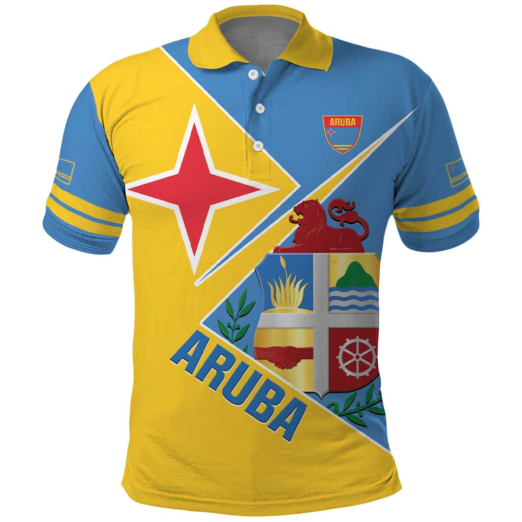 Custom Aruba Football Polo Shirt 2025 Coat Of Arms Style LT14