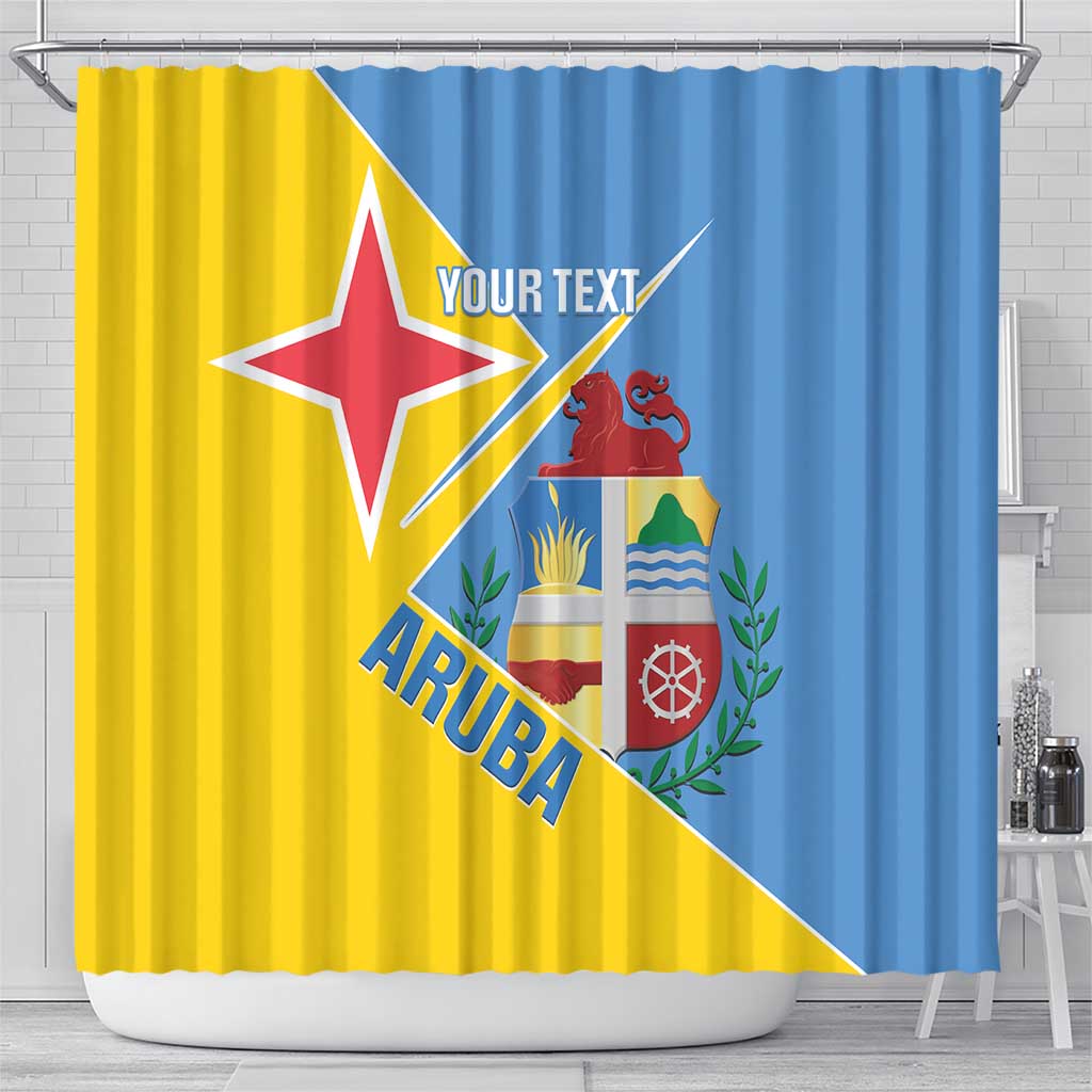 Custom Aruba Football Shower Curtain 2025 Coat Of Arms Style LT14