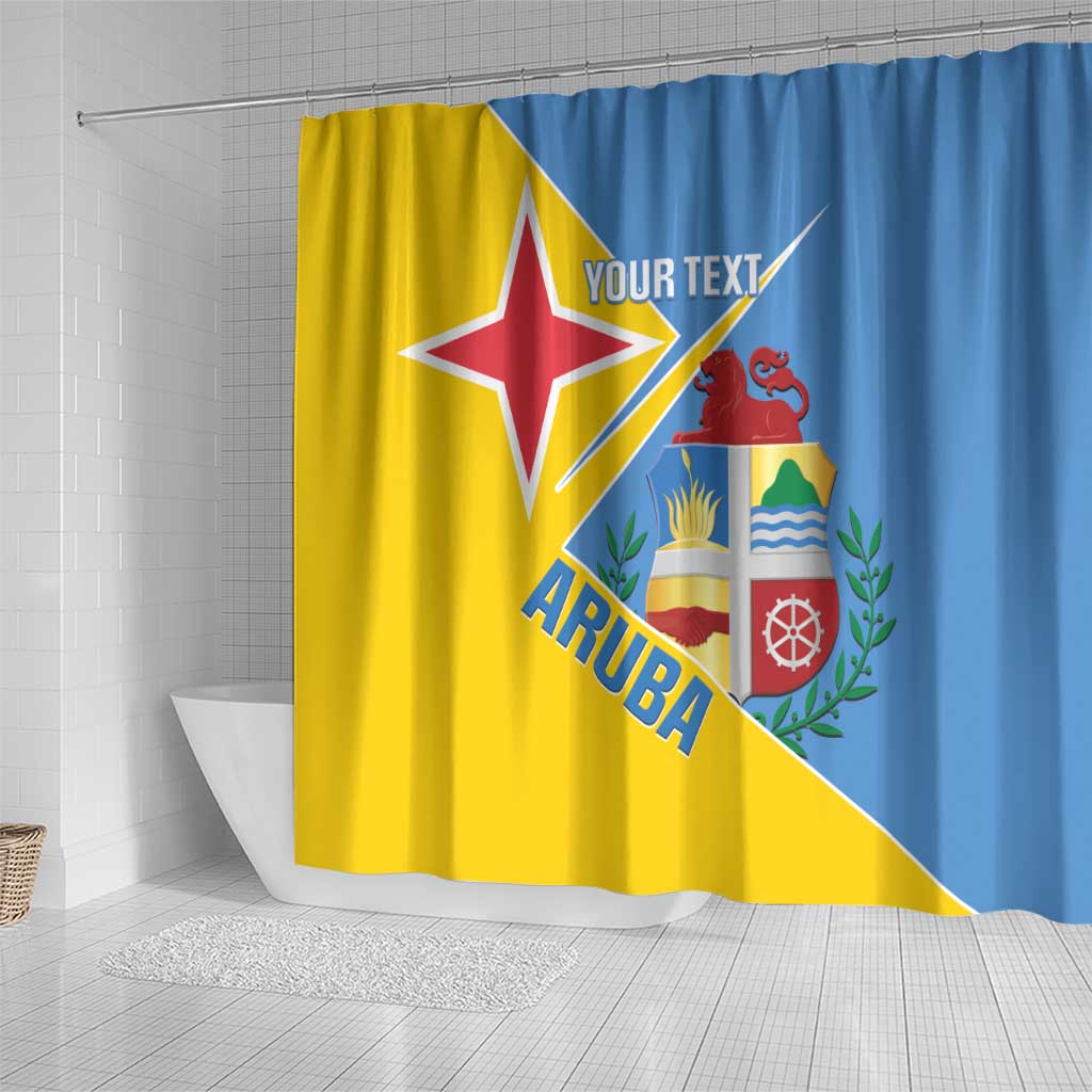 Custom Aruba Football Shower Curtain 2025 Coat Of Arms Style LT14