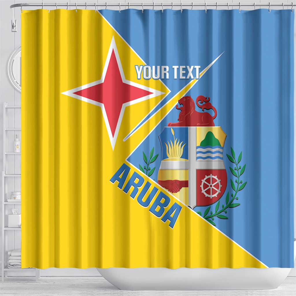 Custom Aruba Football Shower Curtain 2025 Coat Of Arms Style LT14